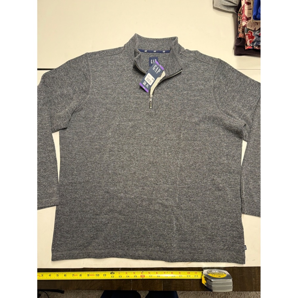 Gap Mens Half-Zip Pullover True Black Marled Knit Sweater XXL GP001957